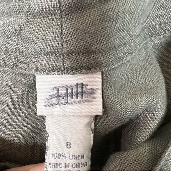 J jill high rise 100 % linen sailor style olive green pants size 8 - Picture 6 of 6